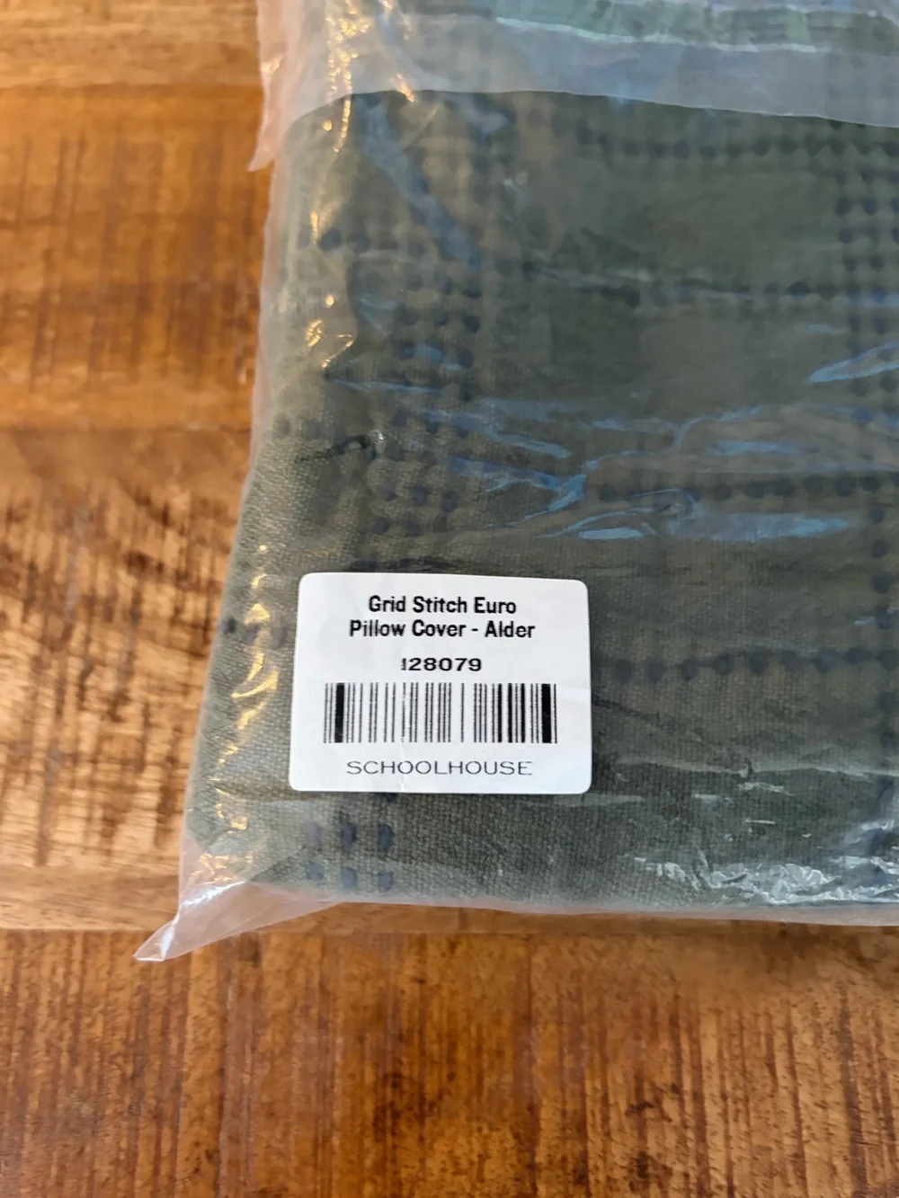 NEW Schoolhouse Grid Stitch Euro Pillow Cover Alder Green
